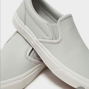 Light blue leather slip on vans